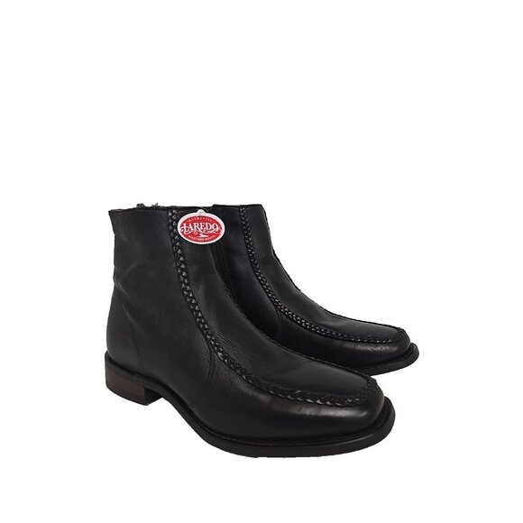 Laredo Men's Richmond Braided Moc Toe 62040 Western Side Zip Boot Black Size 9D - Picture 1 of 8